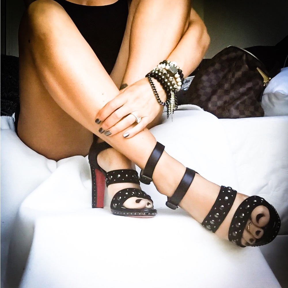 Elegant Black Christian louboutin Studded Heels 36/6